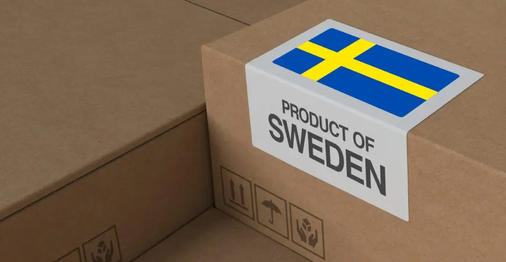 product,of,sweden,label,,cardboard,boxes,with,swedish,flag,